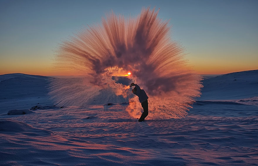 Pouring Hot Tea At -40C Near The Arctic Circle During Sunset2